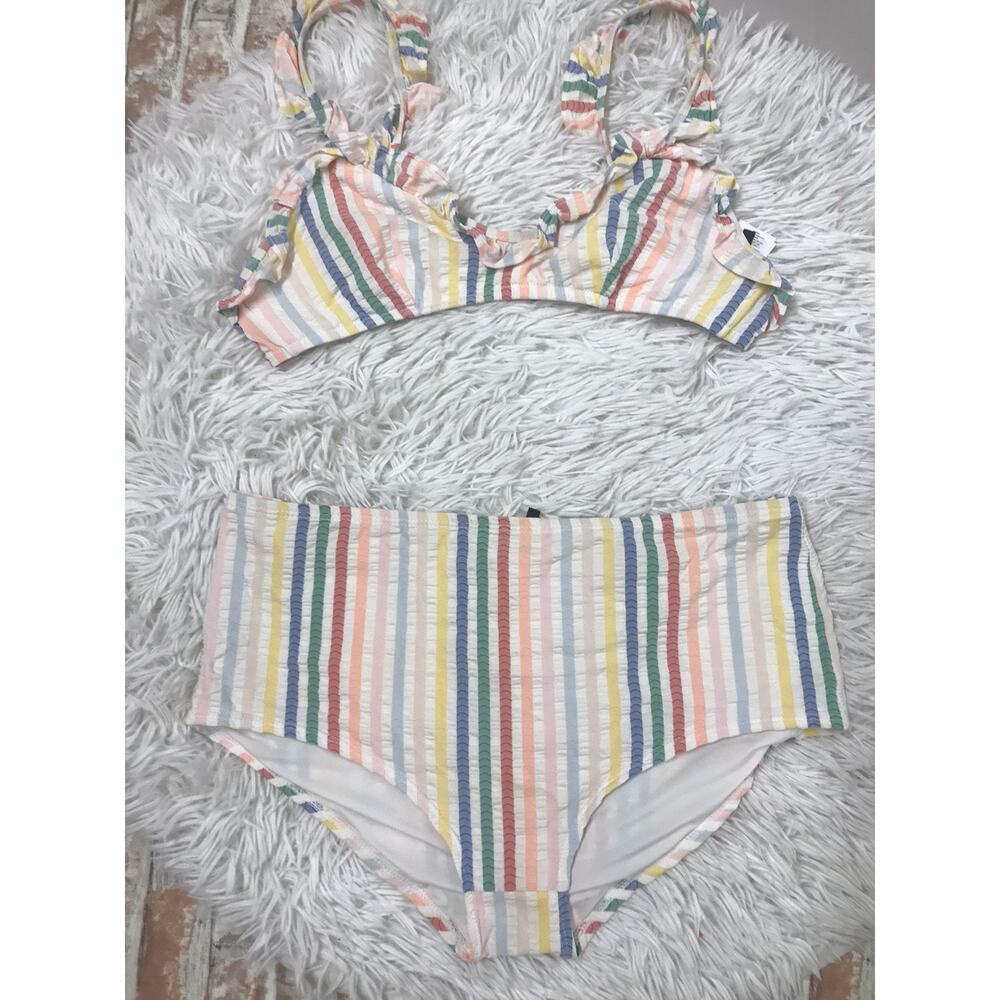 J. Crew Factory Multicolor Striped Bikini